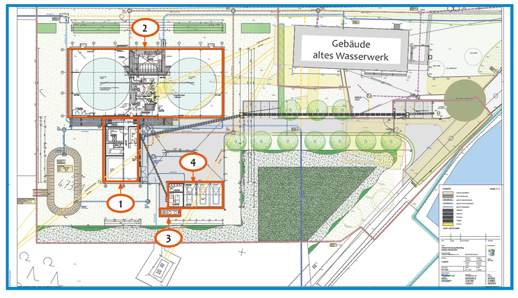Gebäudeübersicht des neuen Wasserwerks